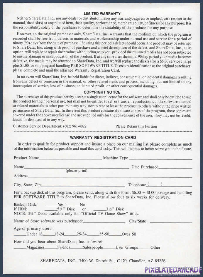 Wipeout Package Contents: Warranty registration card. Wipeout Package Contents: Warranty registration card.