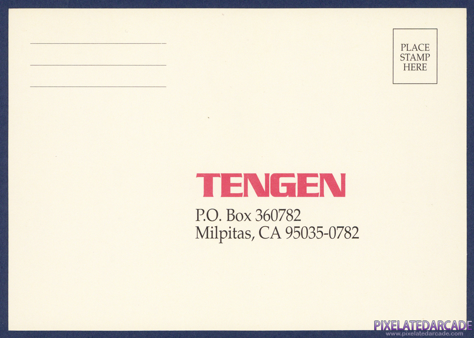 Alien Syndrome Package Contents: Warranty registration card - Front