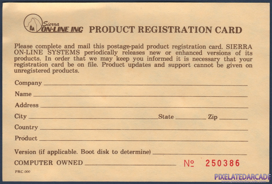 Hi-Res Adventure #2: The Wizard and the Princess Package Contents: Warranty registration card - Back Hi-Res Adventure #2: The Wizard and the Princess Package Contents: Warranty registration card - Back