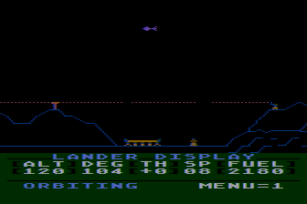 Lander above the landing pad.