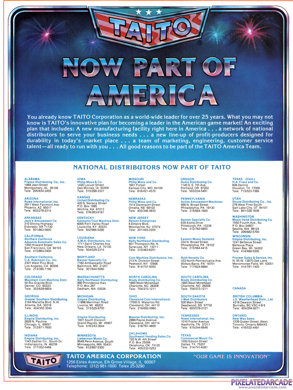 Taito America Corporation Advertisement: April 1980 magazine ad