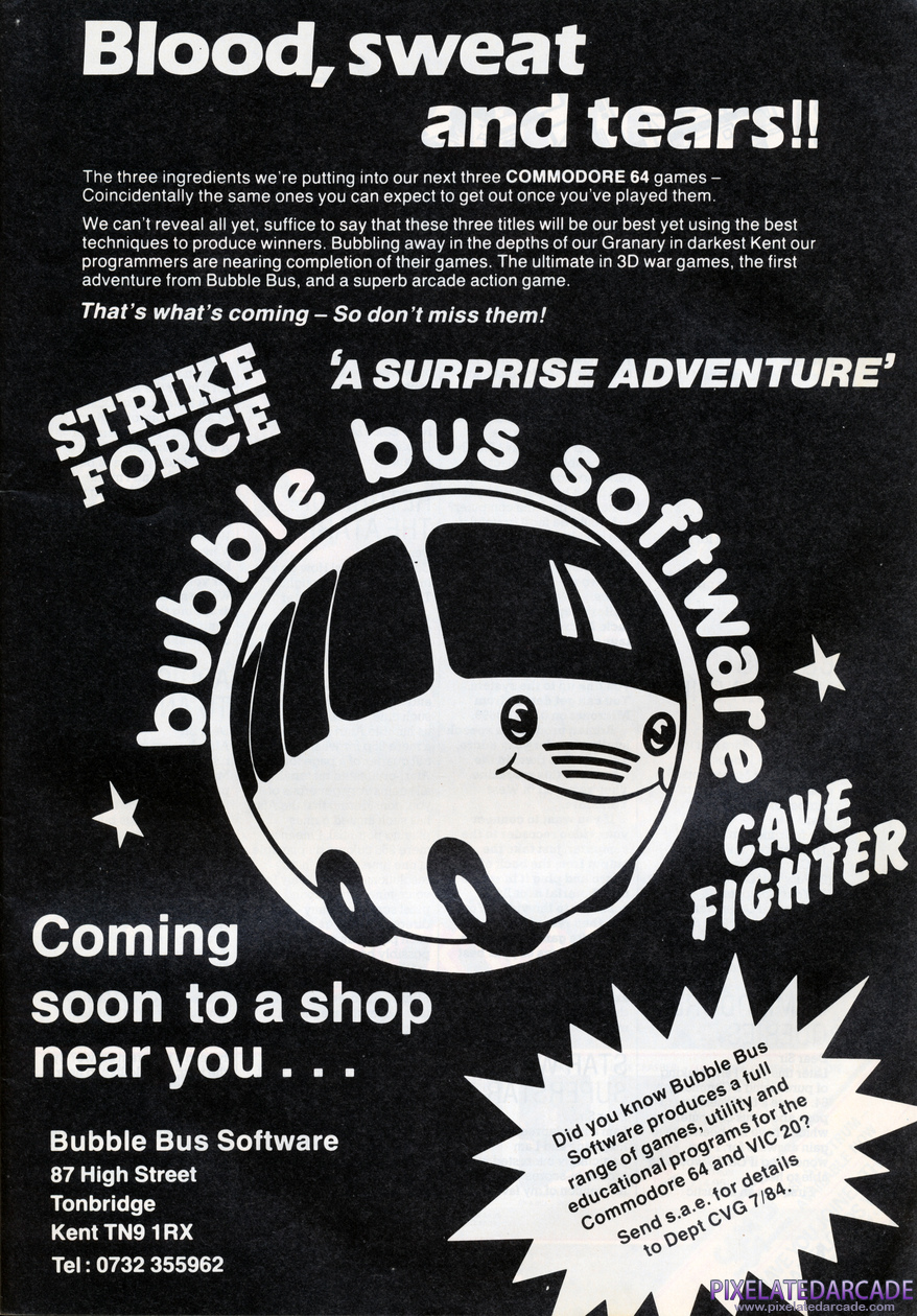 Bubble Bus Software Advertisement: July 1984 magazine ad