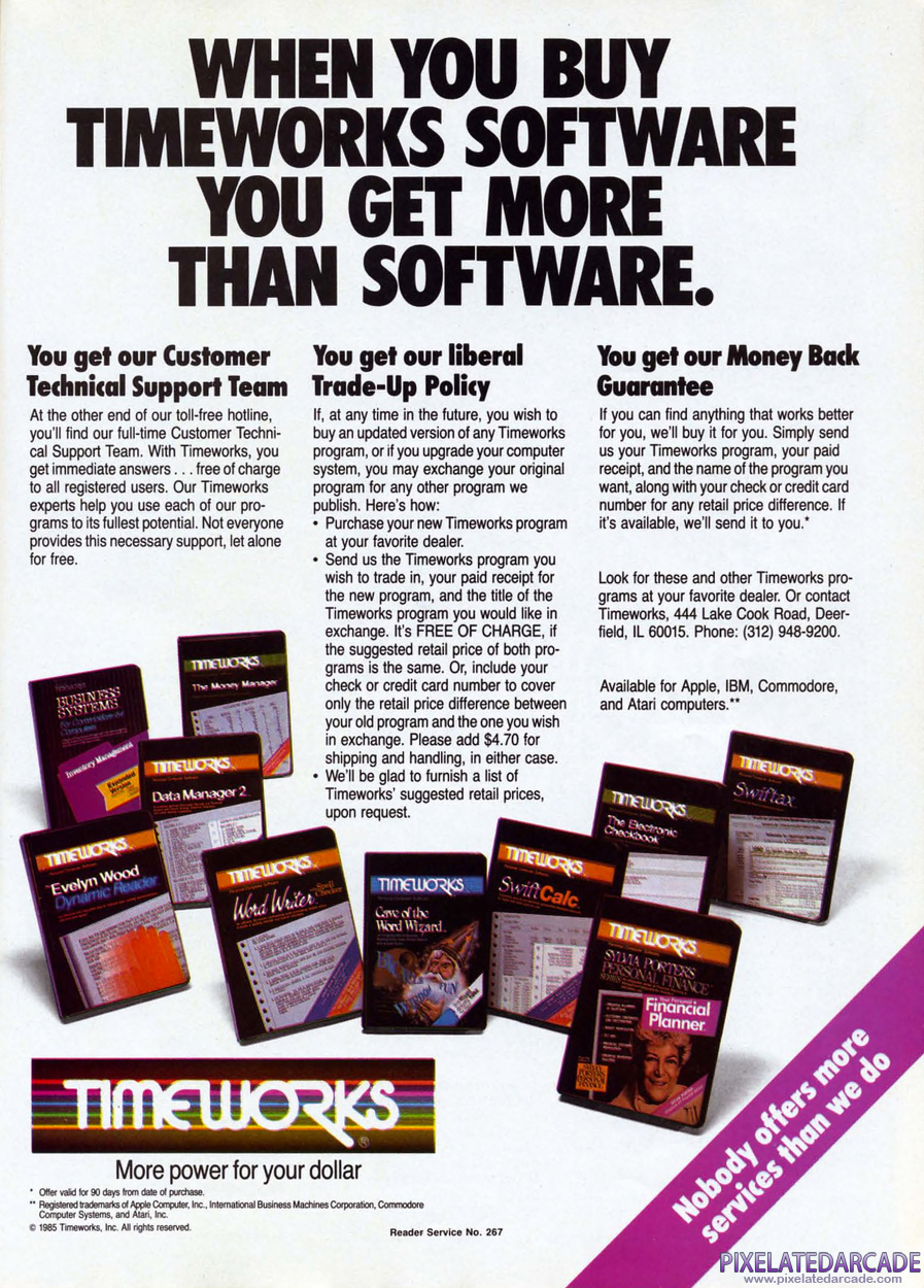 Timeworks, Inc. Advertisement: June 1985 magazine ad