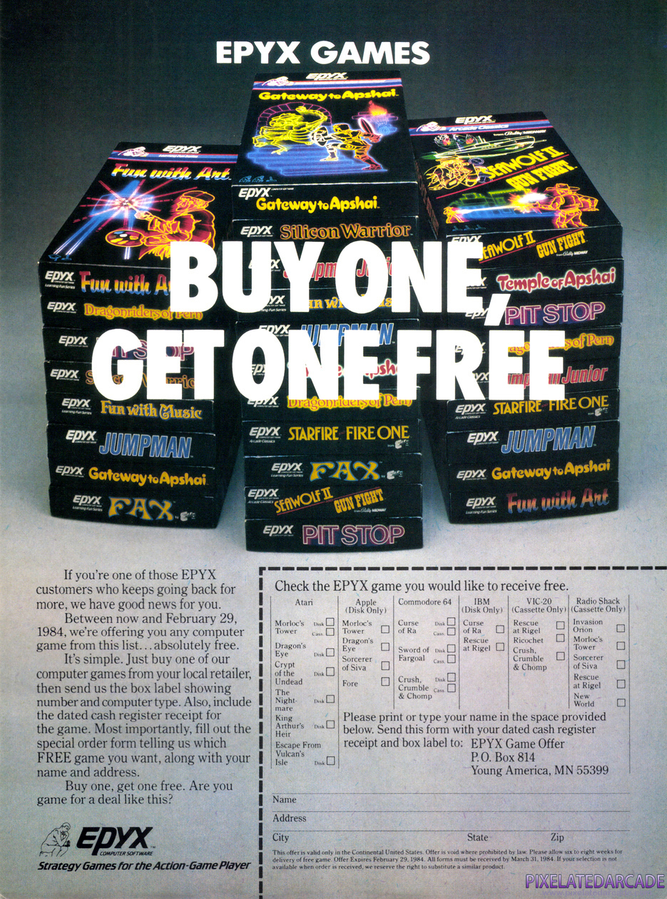 Epyx, Inc. Advertisement: February 1984 magazine ad