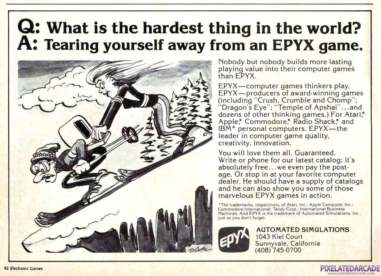 Epyx, Inc. Advertisement: December 1982 magazine ad