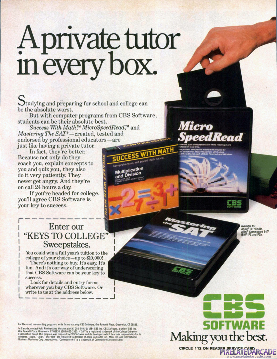 CBS Software Advertisement: October 1984 magazine ad