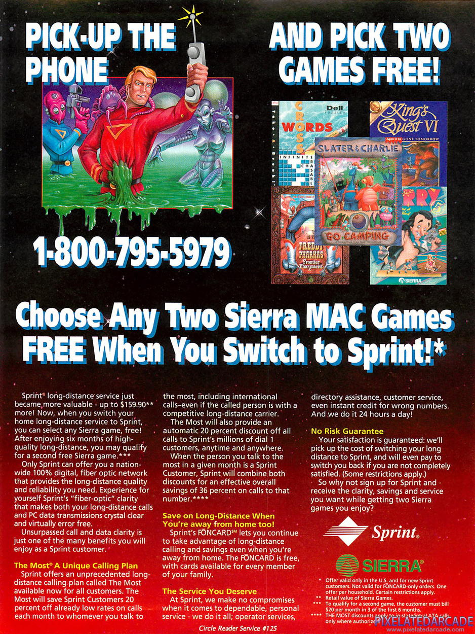 Sierra On-Line, Inc. Advertisement: Sprint/Sierra February 1994 magazine ad