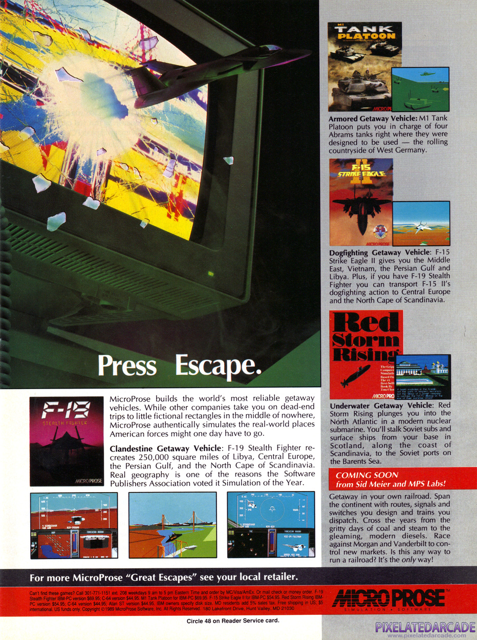 MicroProse Software, Inc. Advertisement: April 1990 magazine ad