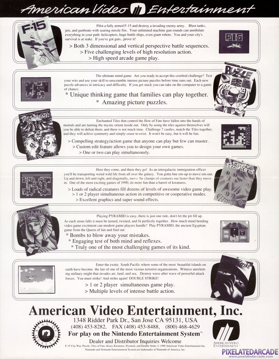 American Video Entertainment Inc. Advertisement: American Video Entertainment Inc. Flyer - Back