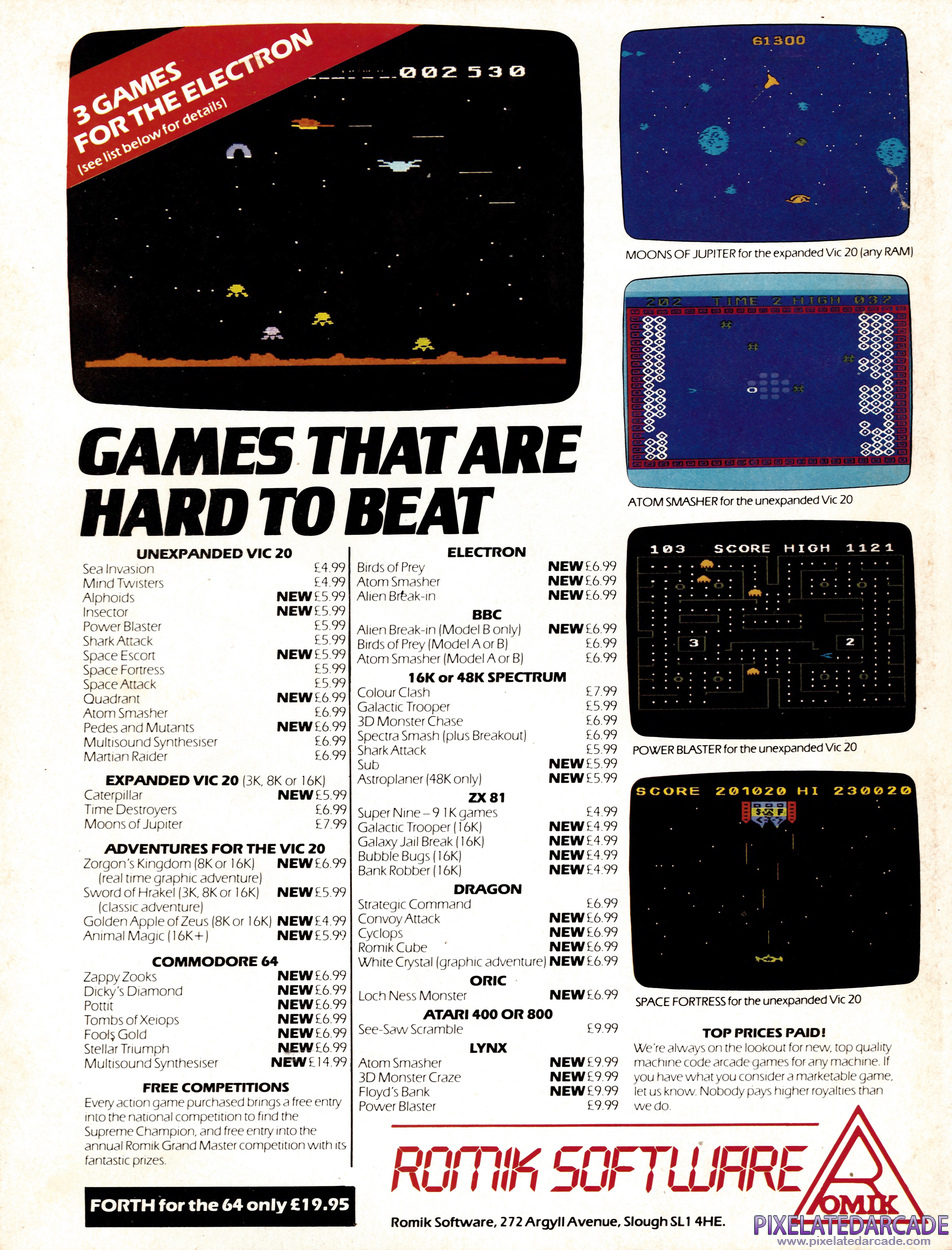 Romik Software Ltd. Advertisement: August 1983 magazine ad