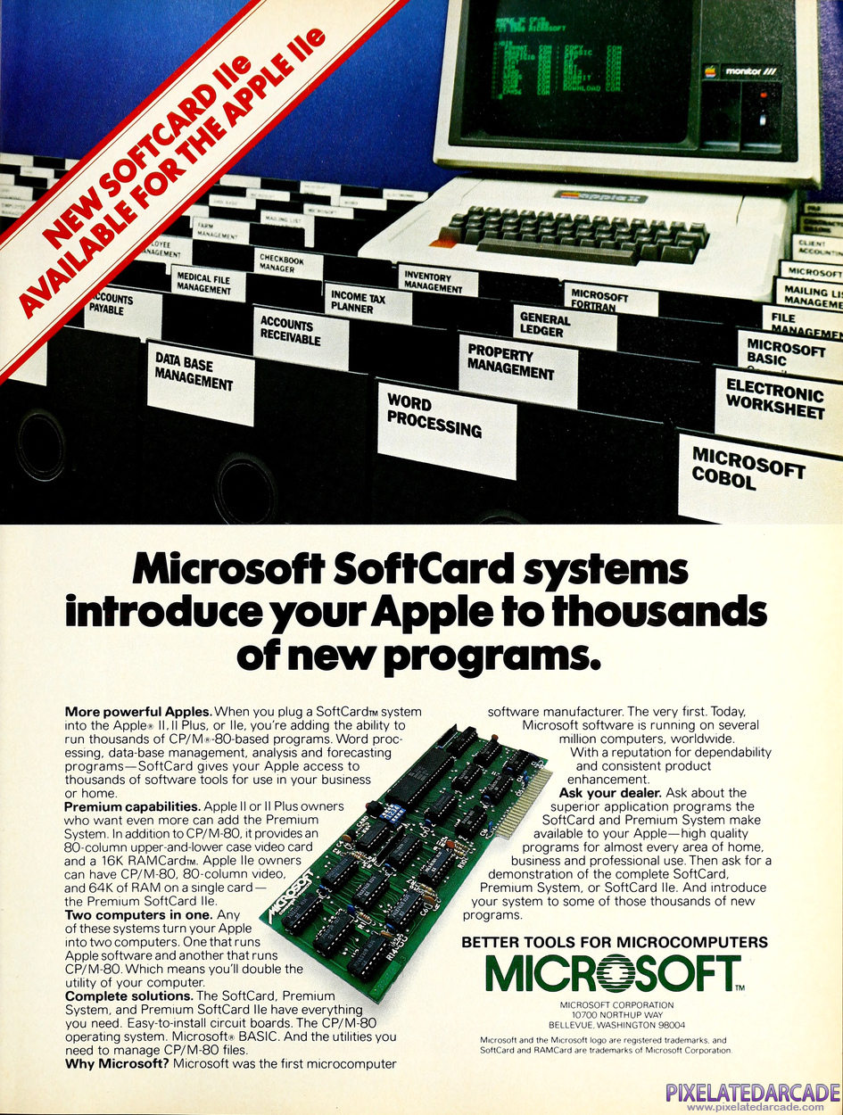 Microsoft Advertisement: Microsoft Softcard October 1983 magazine ad