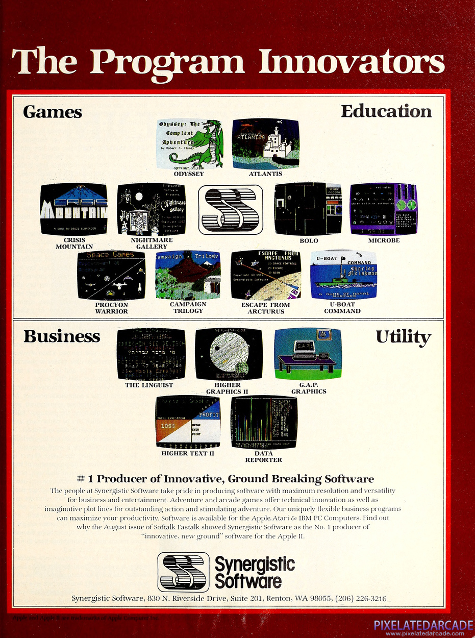 Synergistic Software, Inc. Advertisement: December 1982 magazine ad