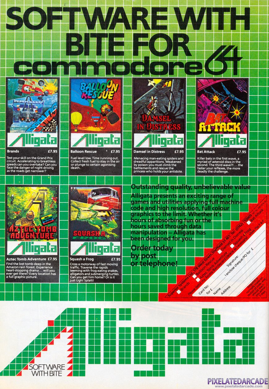 Alligata Software Ltd. Advertisement: November 1983 magazine ad