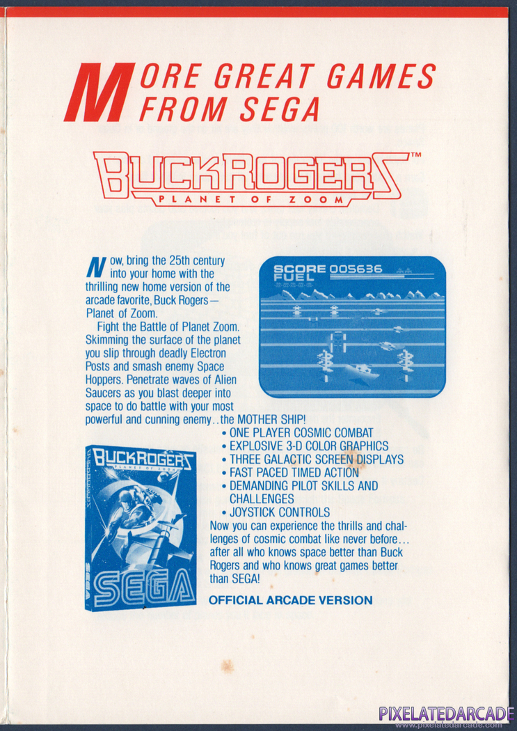 Buck Rogers: Planet of Zoom Advertisement: Advertisement in the Atari 5200 Zaxxon instruction manual