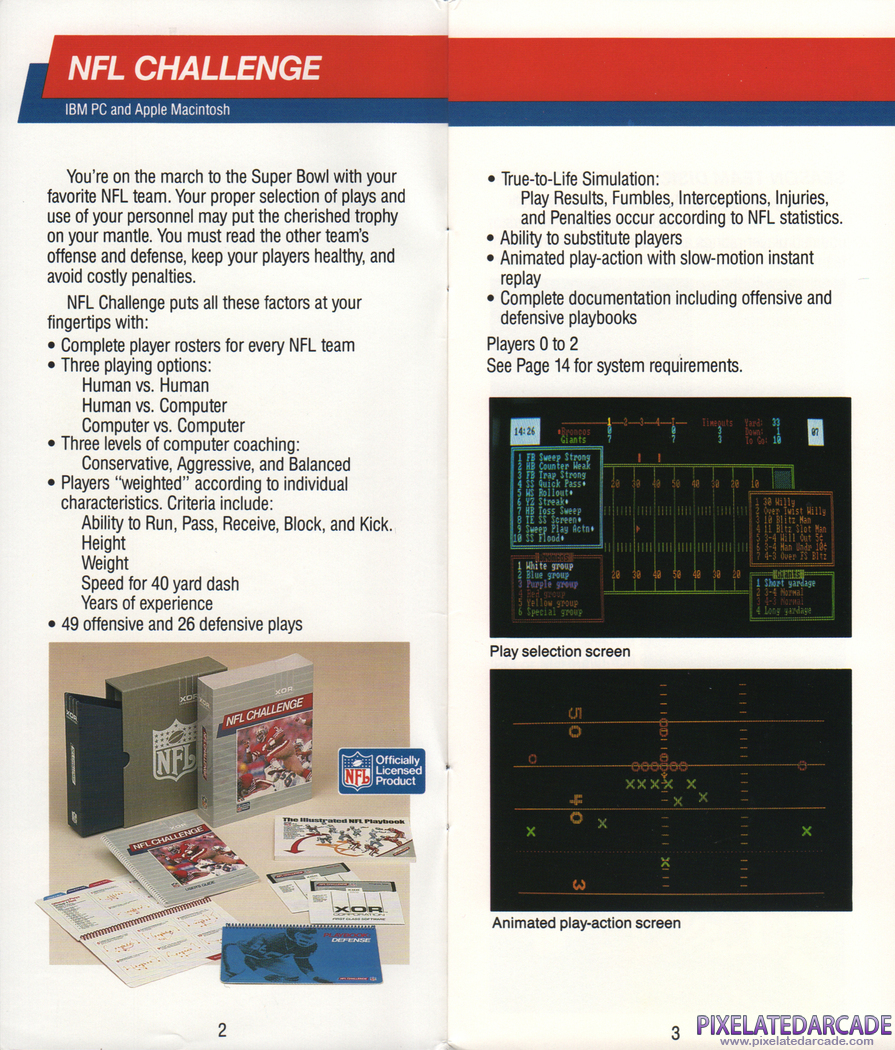 NFL Challenge Advertisement: NFL Challenge in the XOR Corporation product catalog