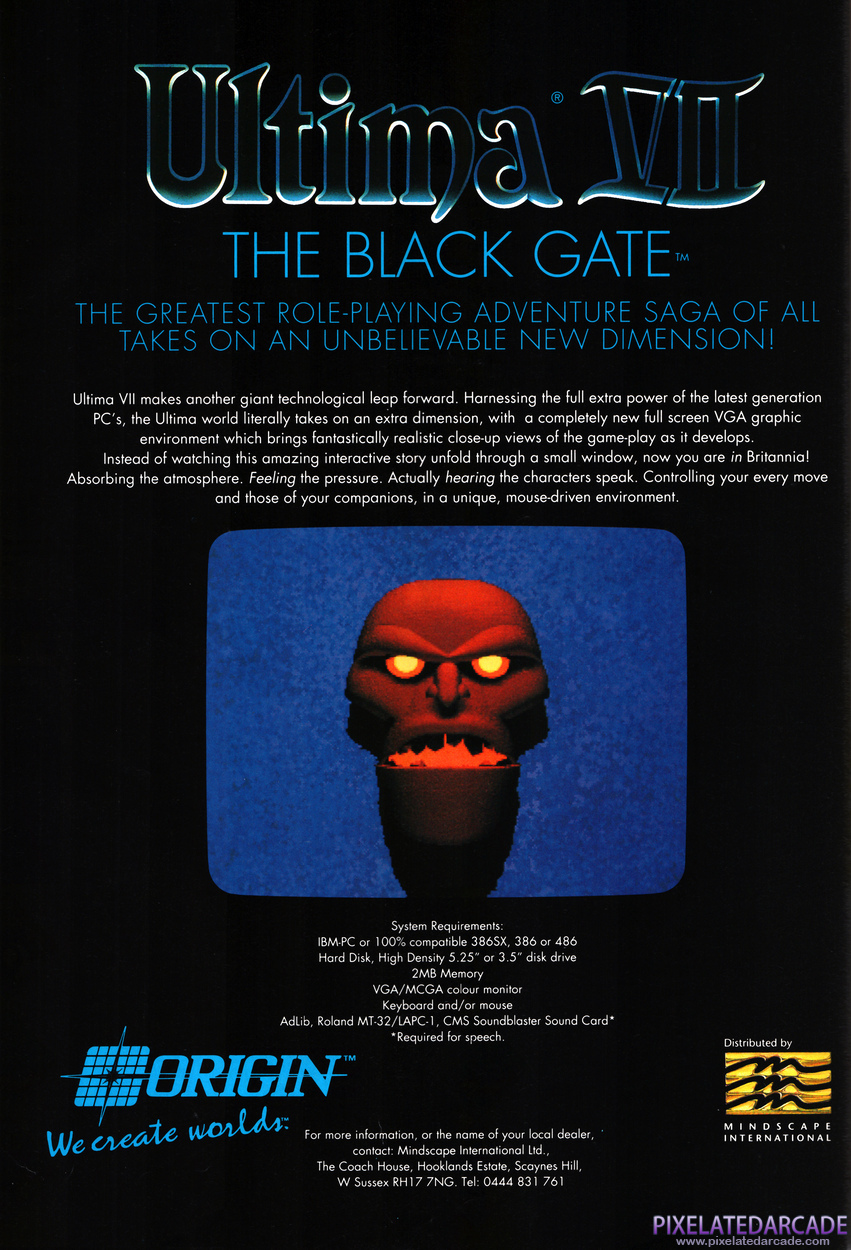 Ultima VII: The Black Gate Advertisement: April 1992 magazine ad