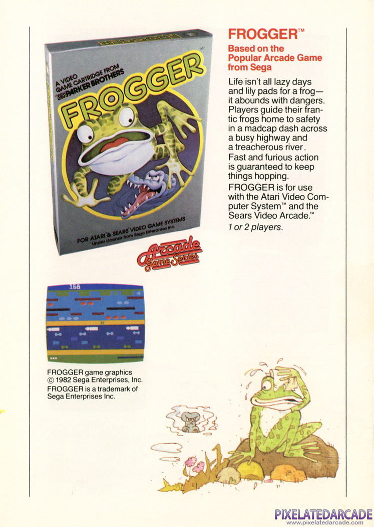 Frogger Advertisement: Parker Brothers 1982 product catalog