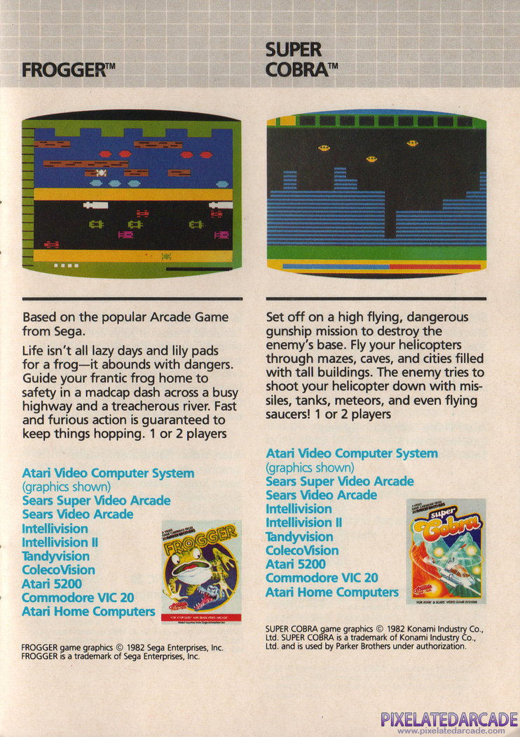 Super Cobra Advertisement: Super Cobra in the Parker Brothers product catalog