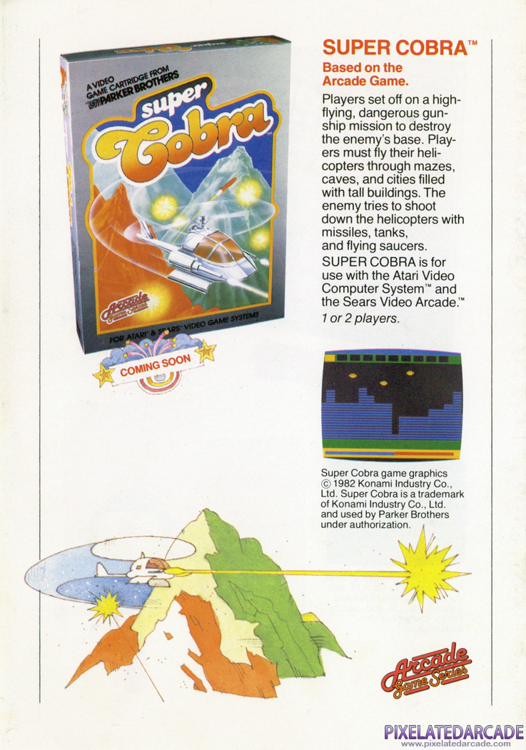 Super Cobra Advertisement: Parker Brothers 1982 product catalog