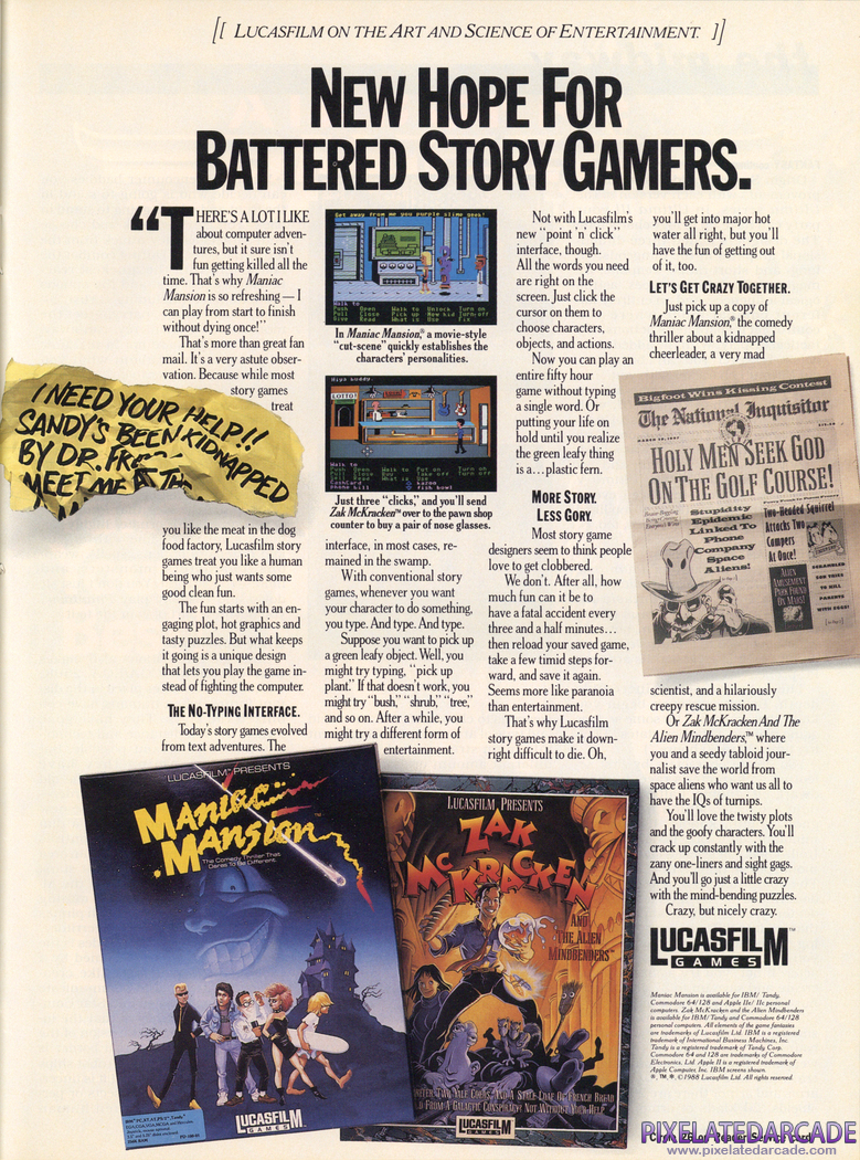 Zak McKracken and the Alien Mindbenders Advertisement: Fall 1988 magazine ad