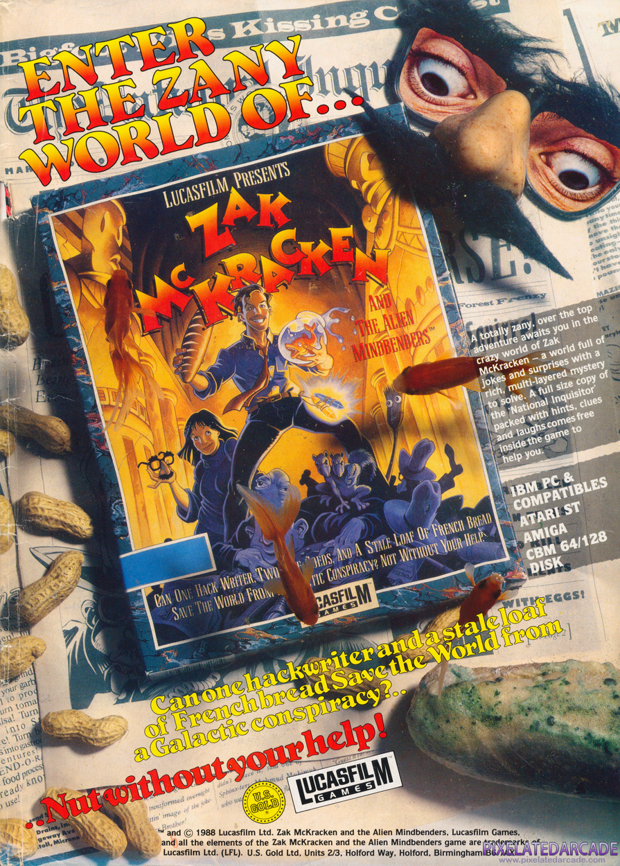 Zak McKracken and the Alien Mindbenders Advertisement: February 1989 magazine ad