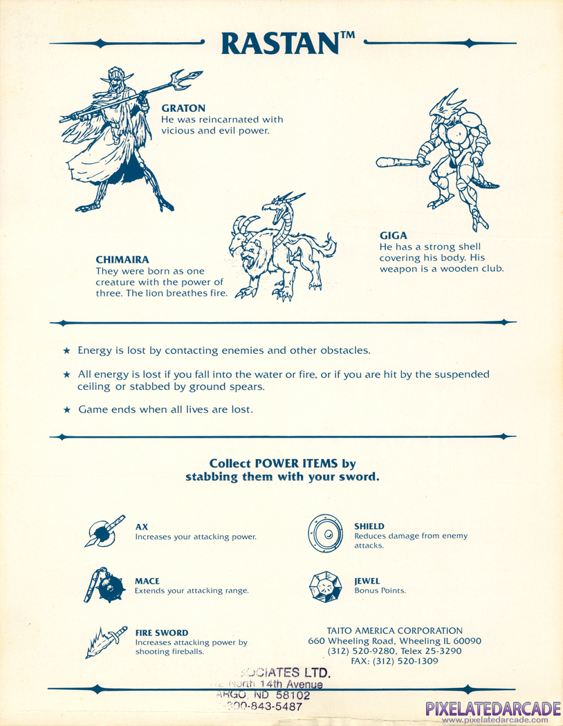 Rastan Advertisement: Rastan flyer - Back