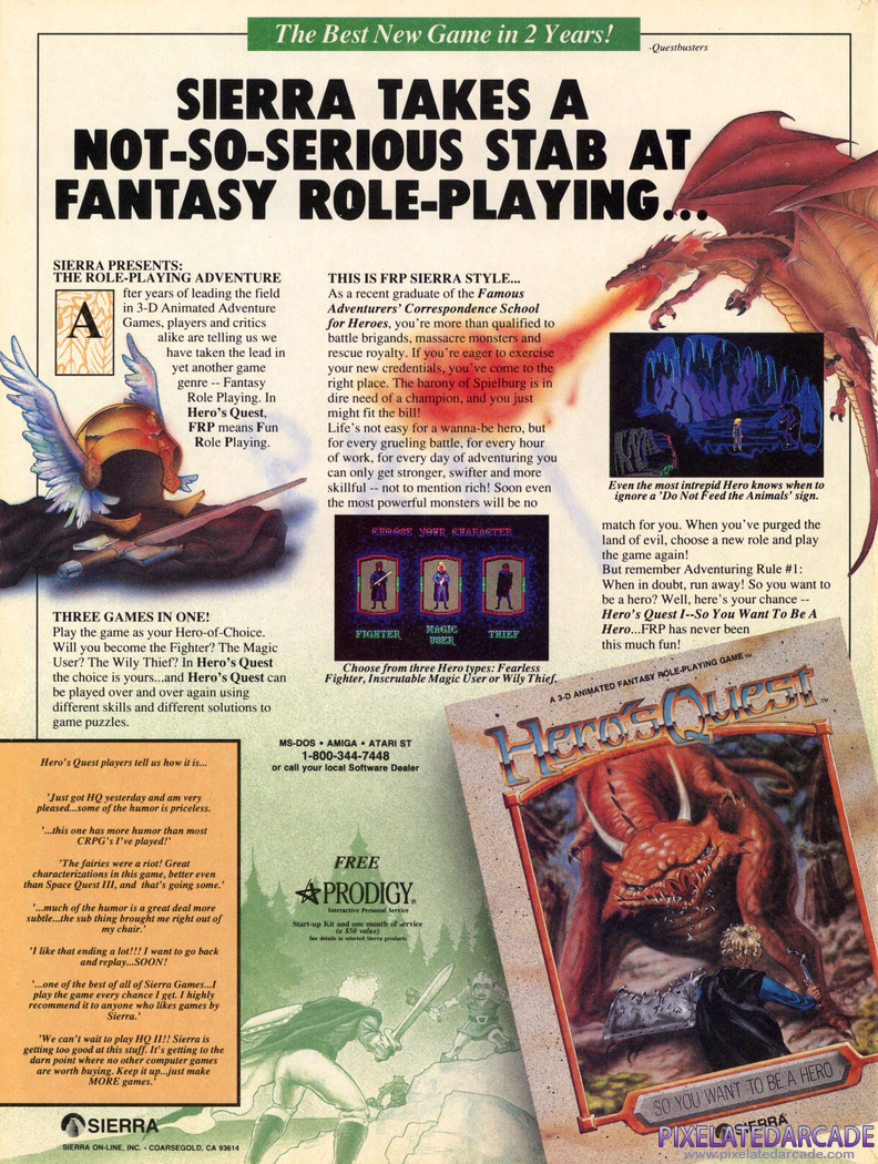 Hero's Quest: So You Want To Be A Hero Advertisement: May 1990 magazine ad