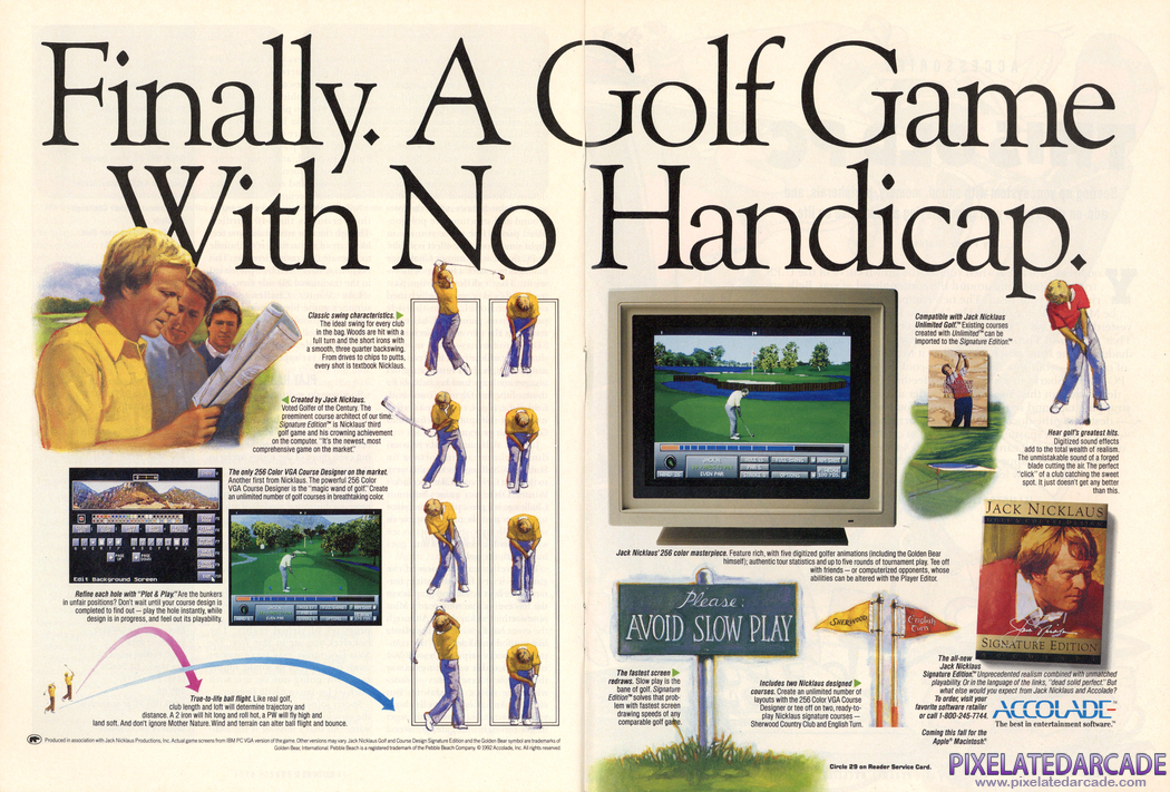 Jack Nicklaus Golf & Course Design: Signature Edition Advertisement: October 1992 magazine ad Jack Nicklaus Golf & Course Design: Signature Edition Advertisement: October 1992 magazine ad
