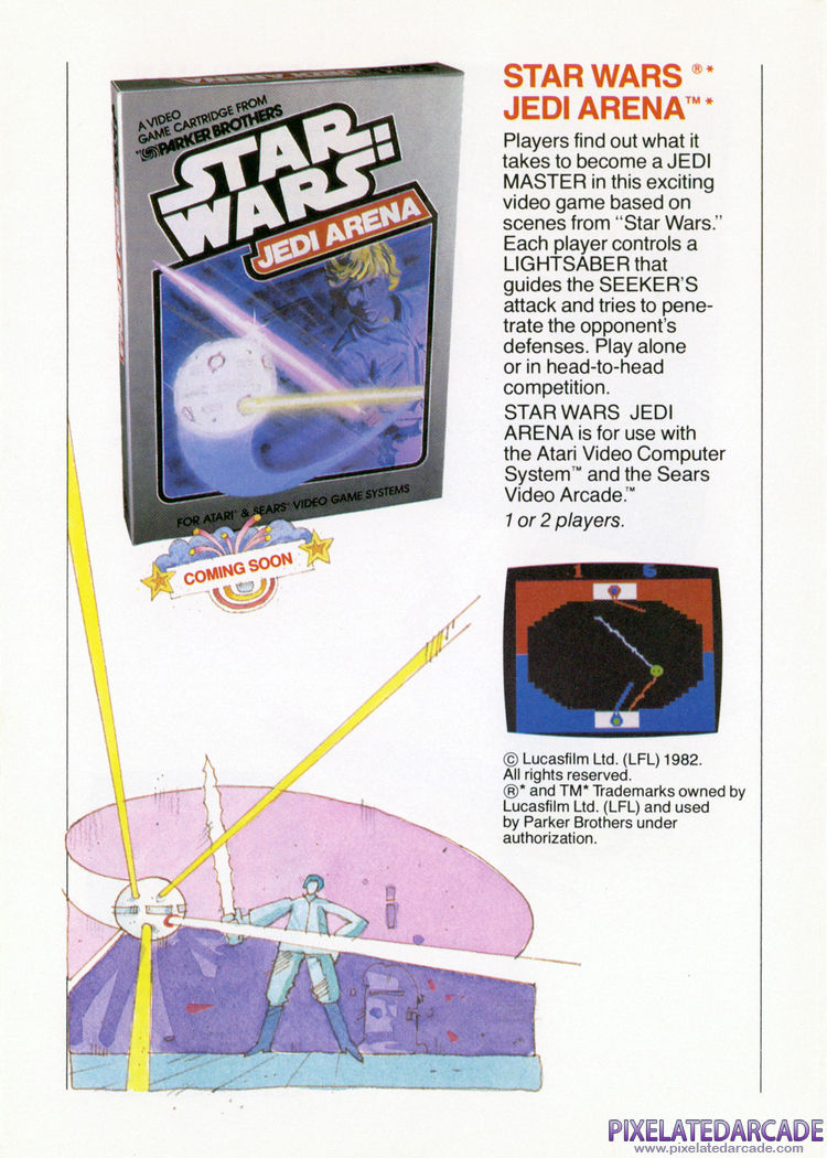 Star Wars: Jedi Arena Advertisement: Parker Brothers 1982 product catalog