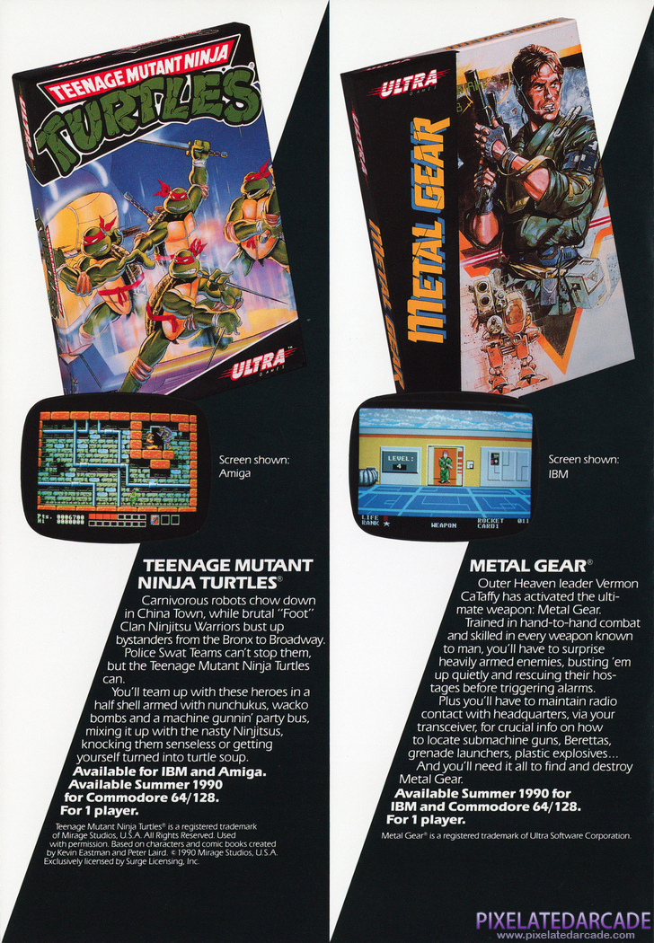 Metal Gear Advertisement: Konami 1990 product catalog