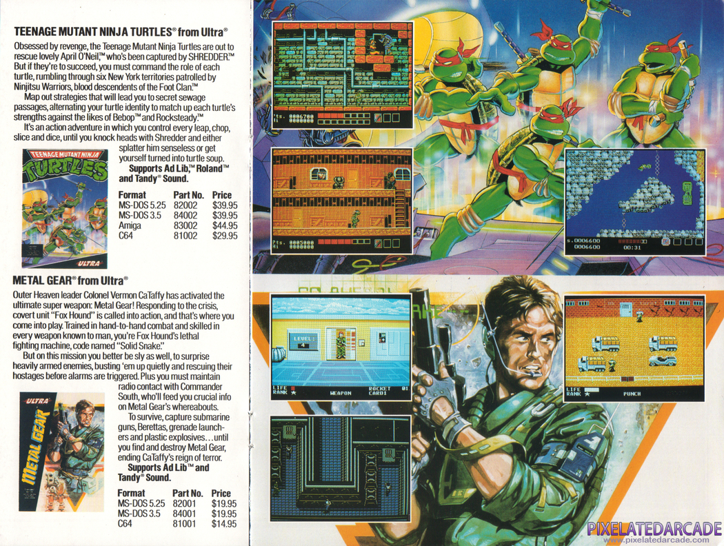 Metal Gear Advertisement: Konami 1991 product catalog