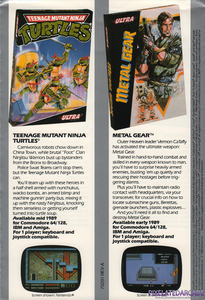 Metal Gear Advertisement: Metal Gear in the Konami product catalog