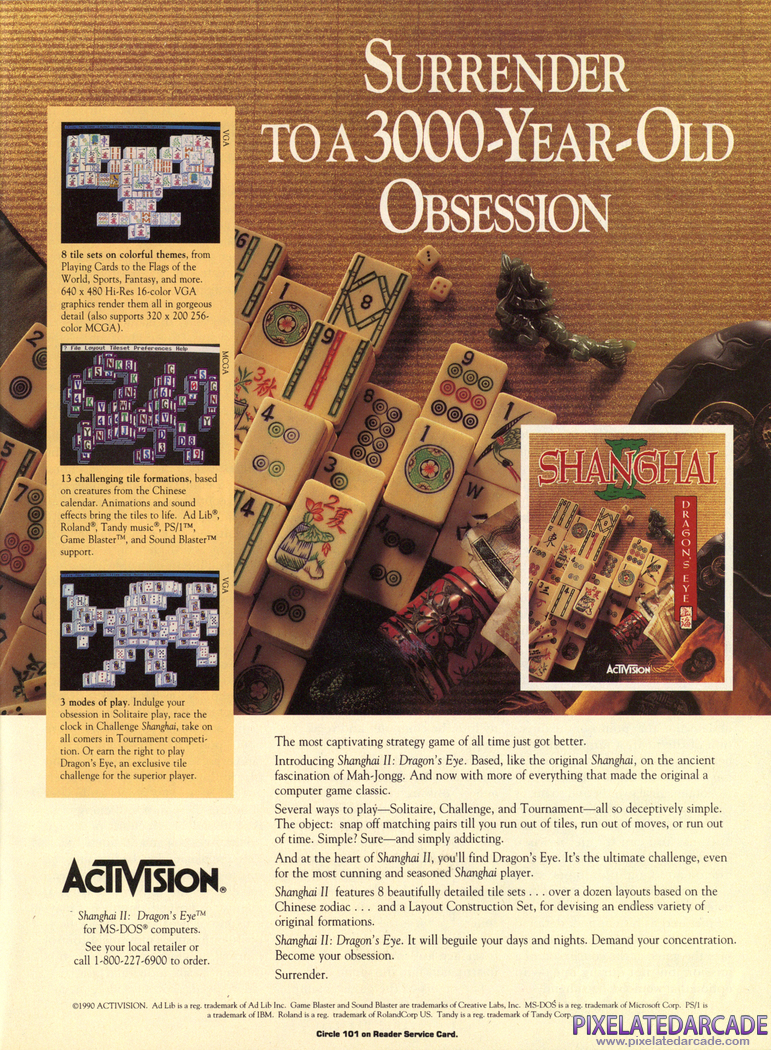 Shanghai II: Dragon's Eye Advertisement: December 1990 magazine ad
