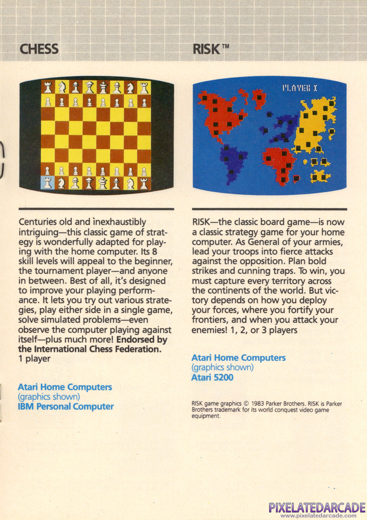 Chess Advertisement: Parker Brothers 1983 product catalog