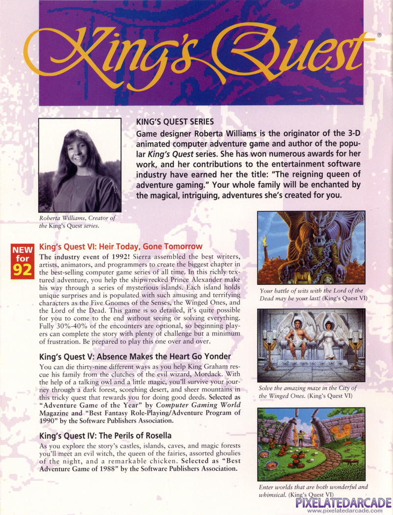 King's Quest VI: Heir Today, Gone Tomorrow Advertisement: Sierra 1992 product catalog