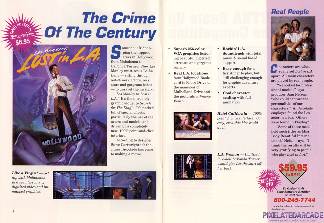Les Manley in: Lost in L.A. Advertisement: 1992 Accolade product catalog