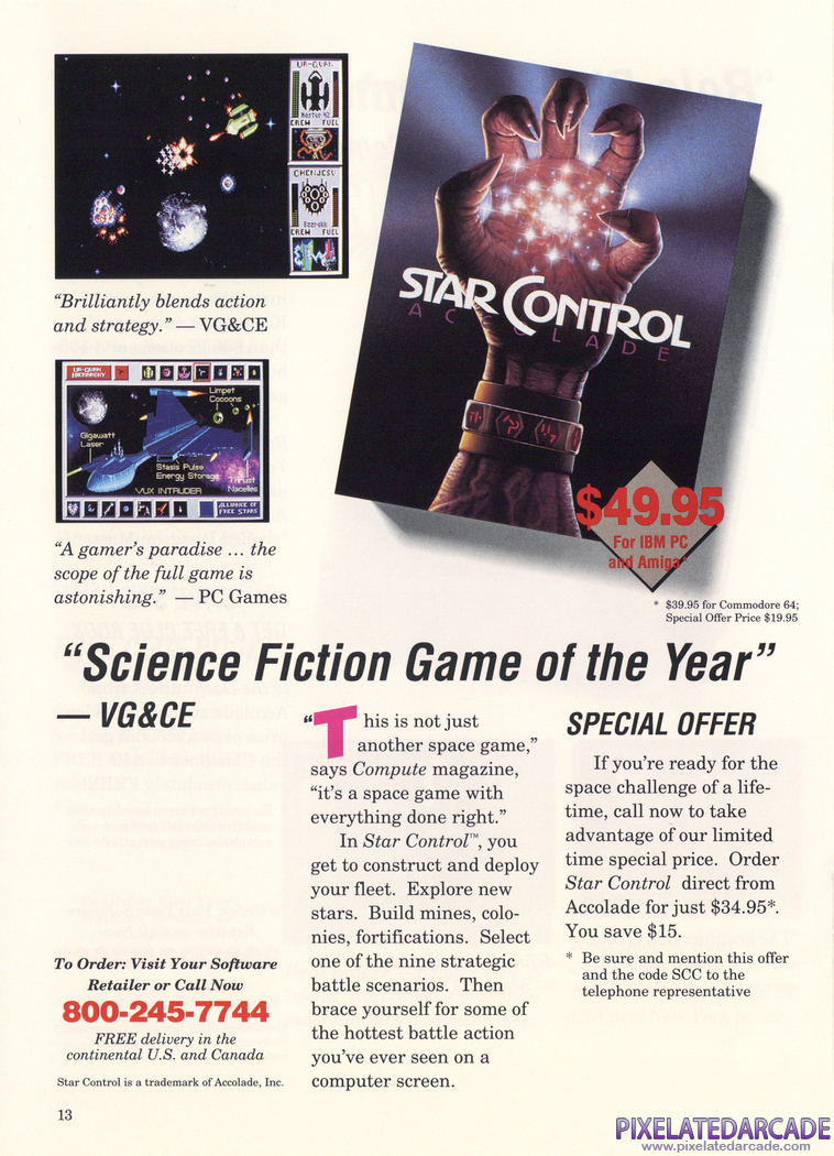 Star Control Advertisement: 1992 Accolade product catalog