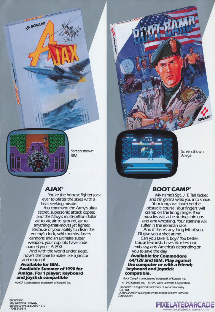 Ajax Advertisement: Konami 1990 product catalog