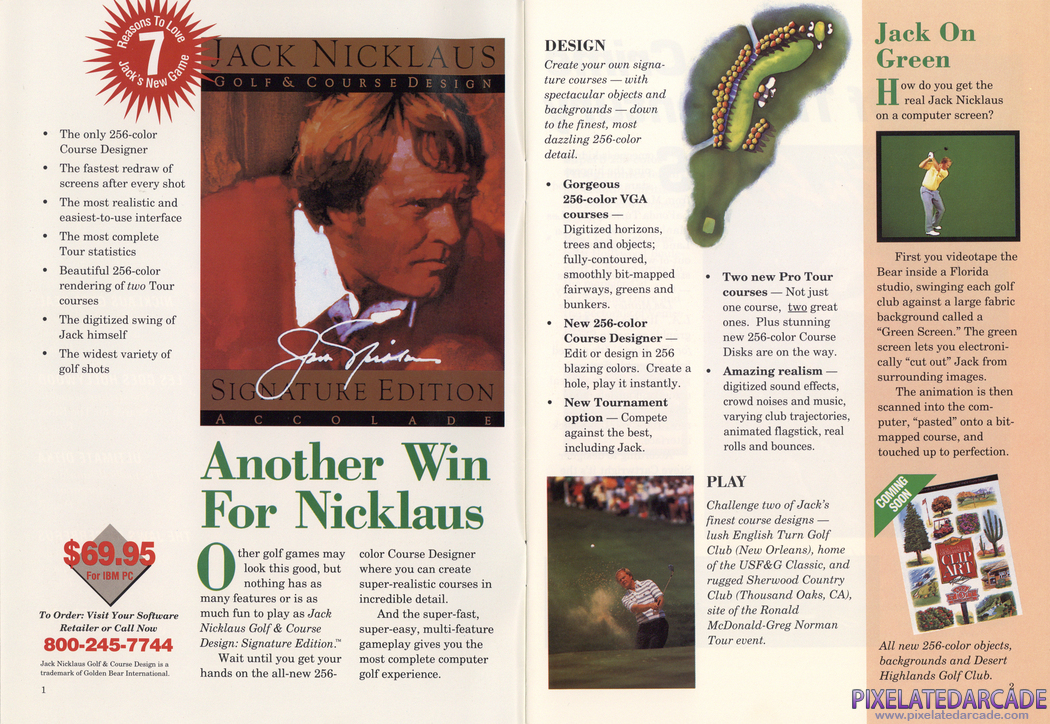 Jack Nicklaus Golf & Course Design: Signature Edition Advertisement: 1992 Accolade product catalog