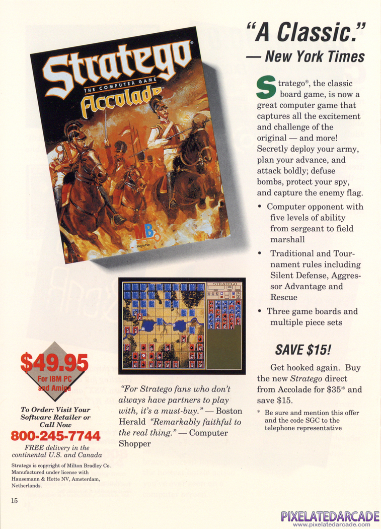 Stratego Advertisement: 1992 Accolade product catalog