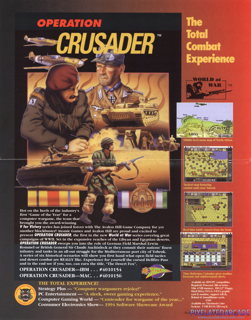 Operation Crusader Advertisement: Avalon Hill 1994 product catalog