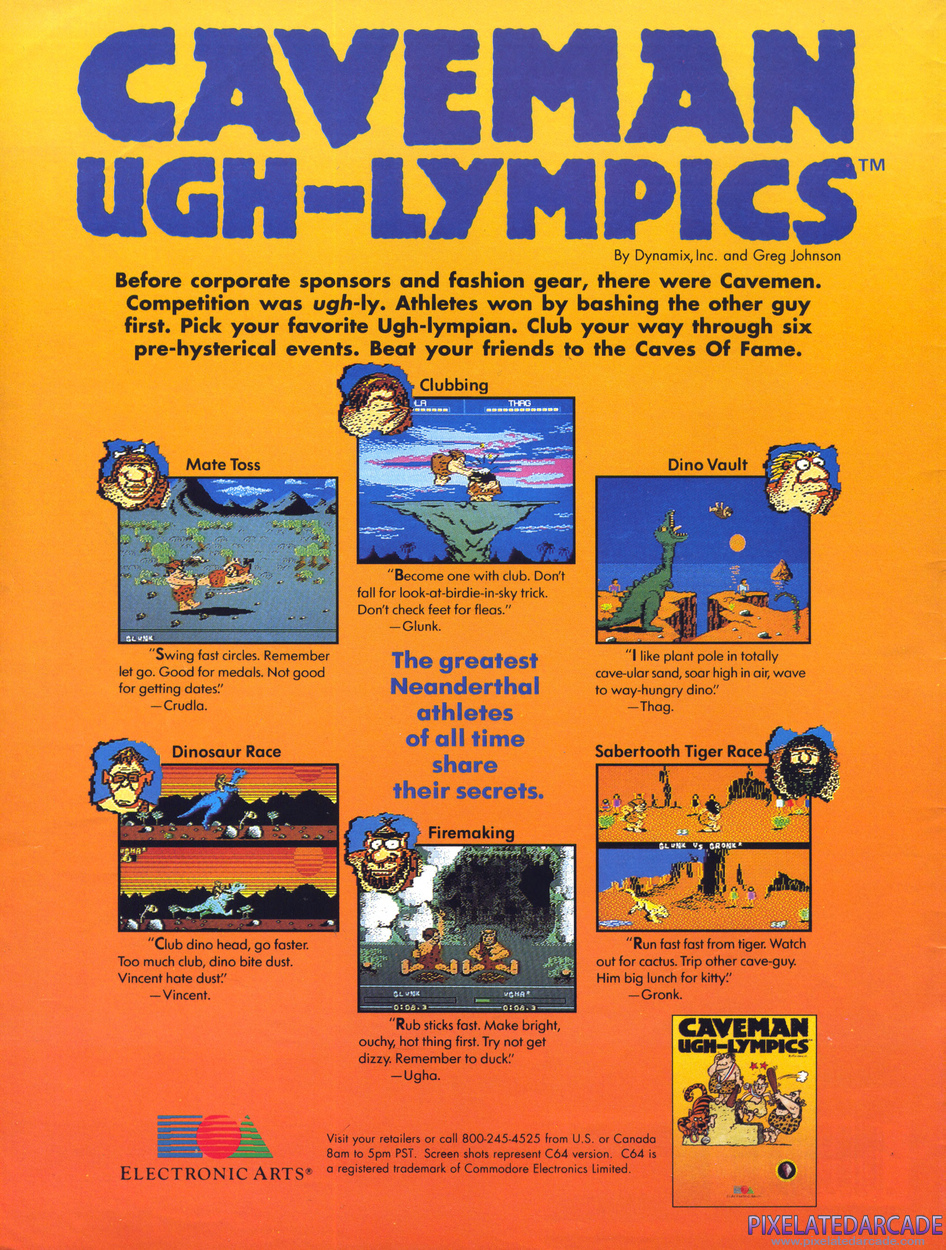 Caveman Ugh-Lympics Advertisement: December 1988 magazine ad