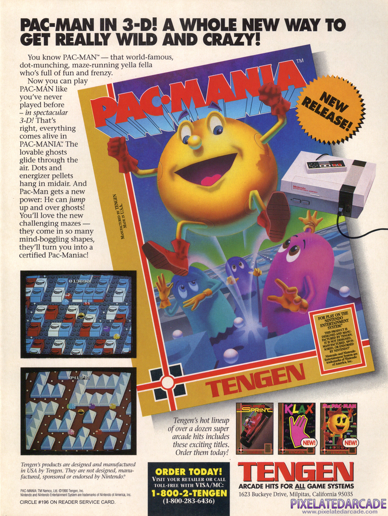 Pac-Mania Advertisement: November 1990 magazine ad