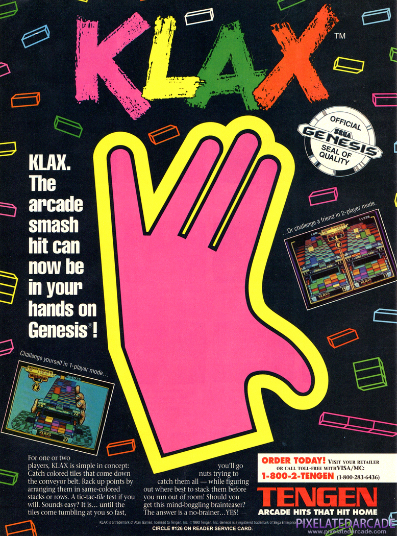 Klax Advertisement: November 1990 magazine ad