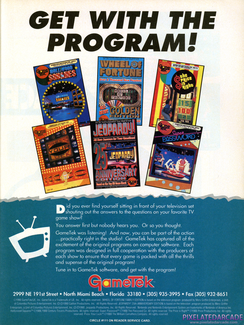 Jeopardy! 25th Anniversary Edition Advertisement: GameTek November 1990 magazine ad