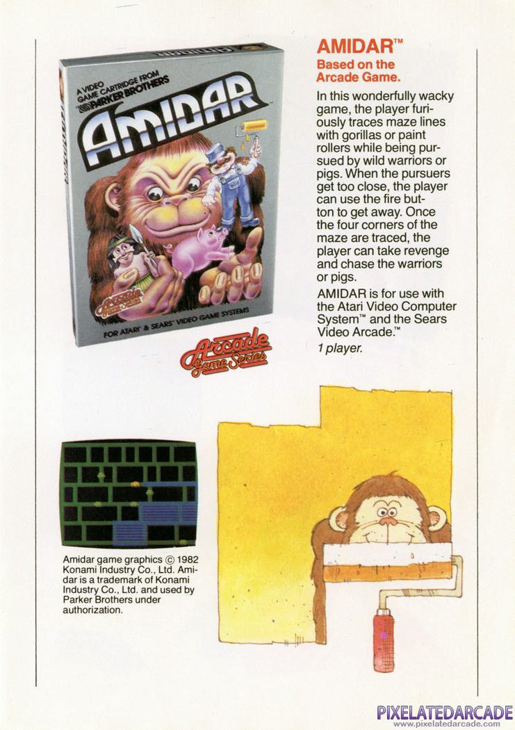 Amidar Advertisement: Parker Brothers 1982 product catalog