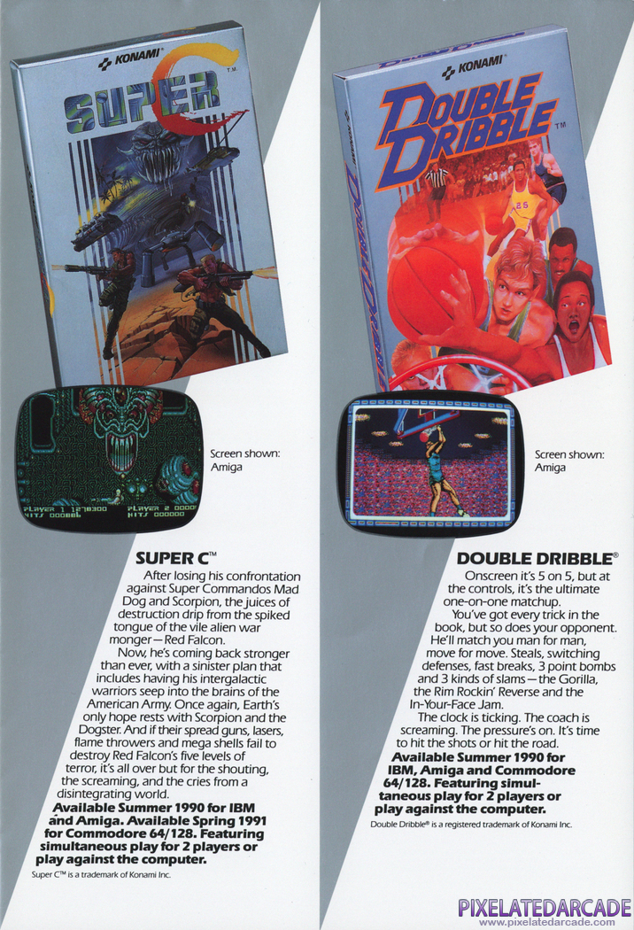 Double Dribble Advertisement: Konami 1990 product catalog