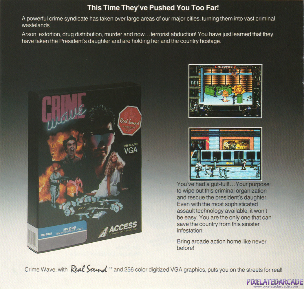 Crime Wave Advertisement: Crime Wave in the Access Software product catalog