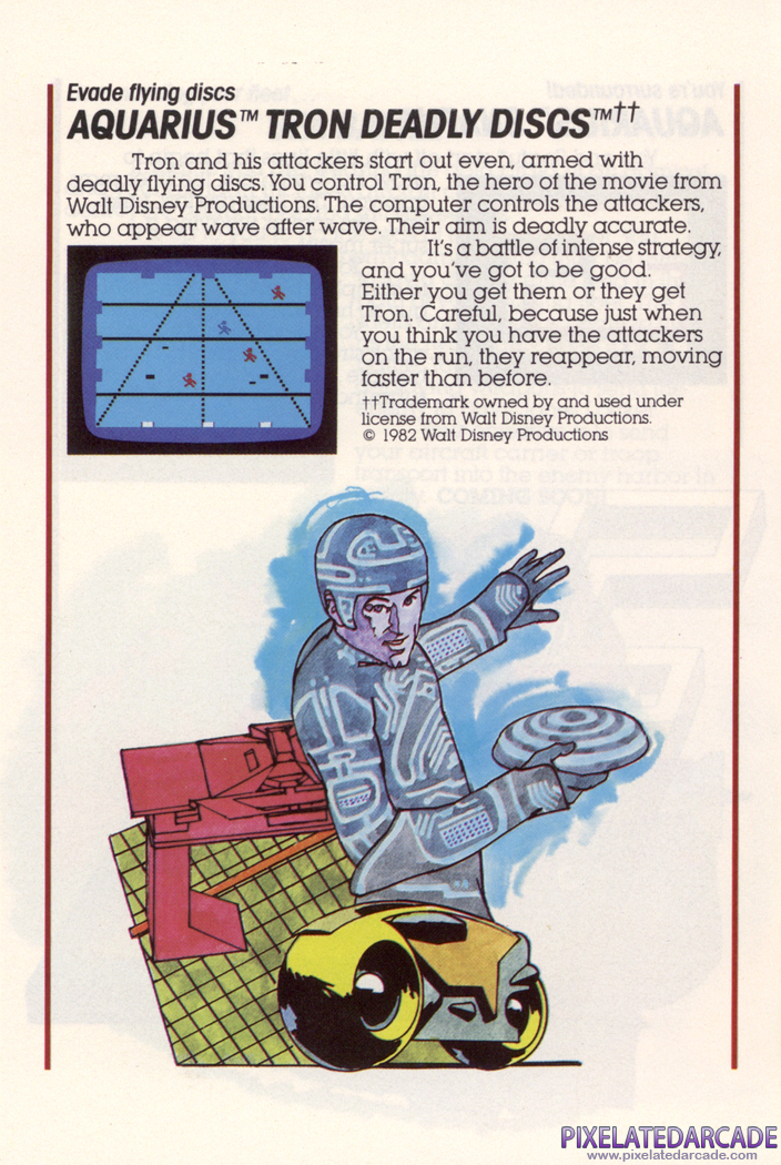 TRON: Deadly Discs Advertisement: Mattel Aquarius product catalog