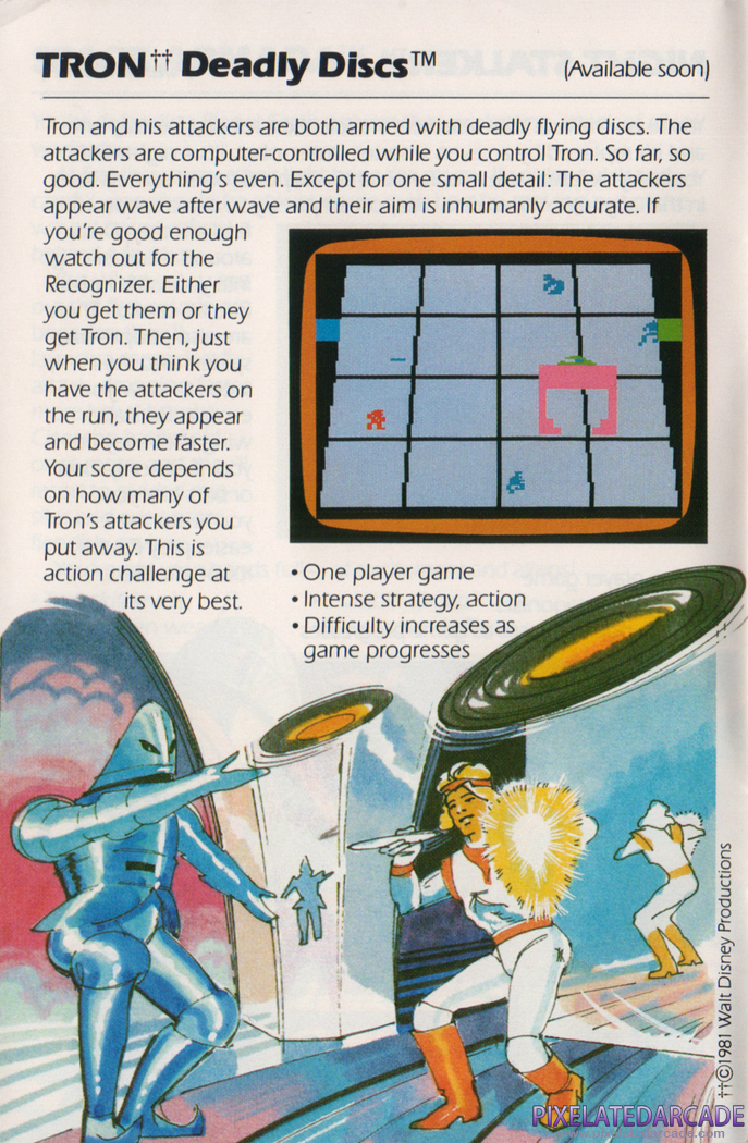 TRON: Deadly Discs Advertisement: Mattel Electronics 1982 product catalog